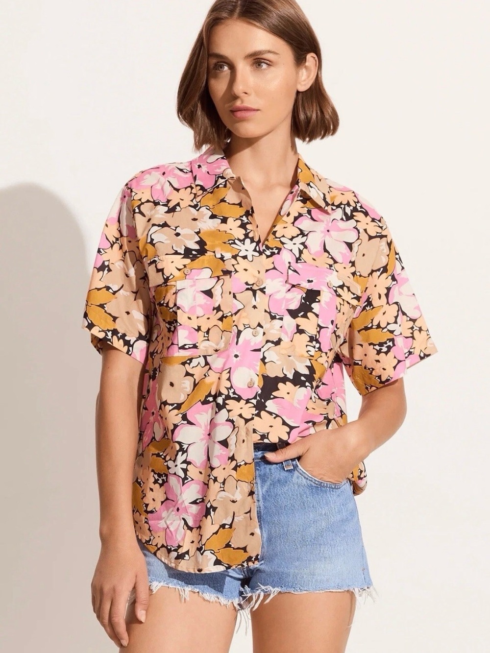 Free People x SPELL Aloha Short Sleeve Shirt Hibiscus Lane